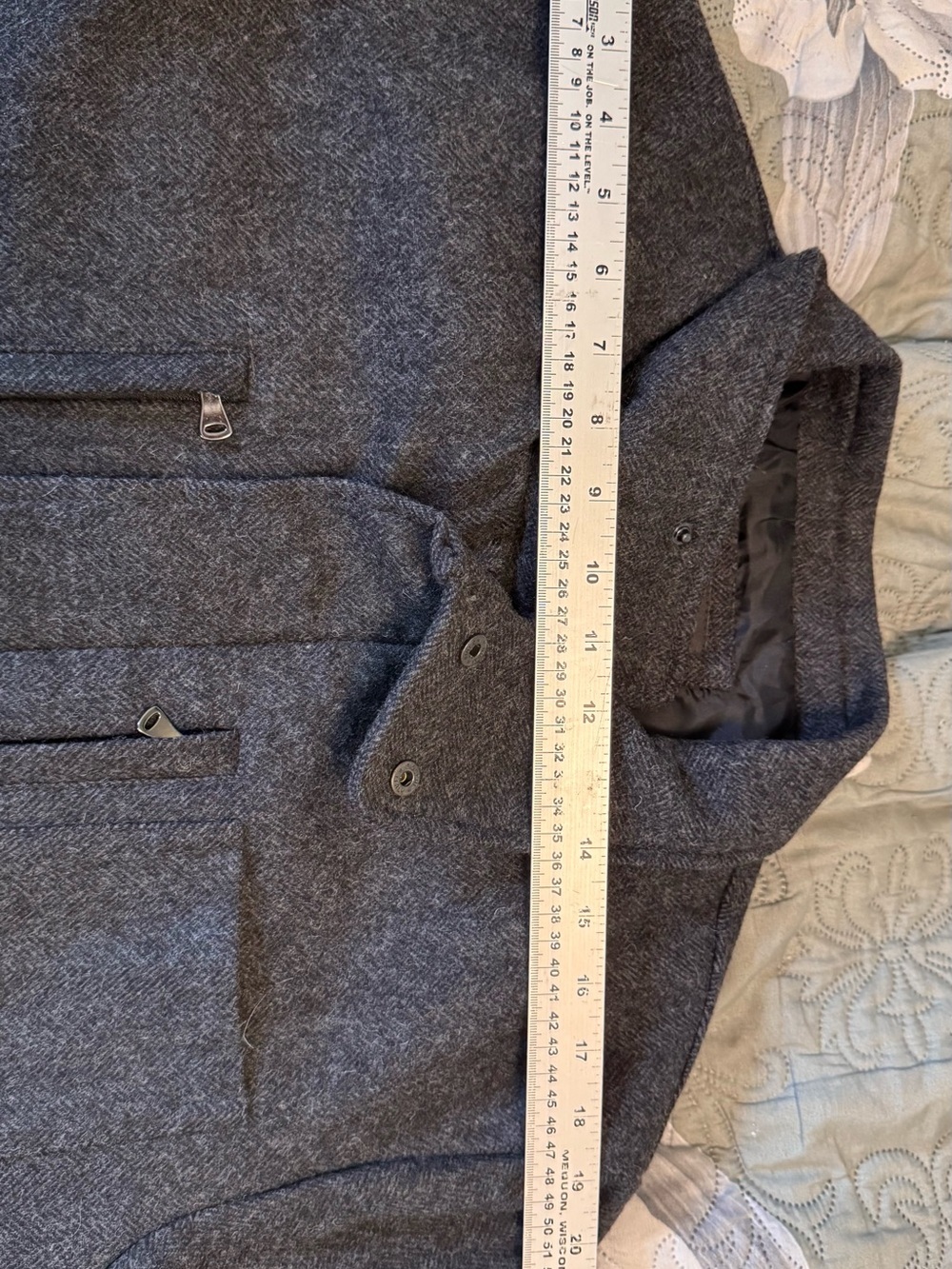 Zara Men's Dark Charcoal Wool Pea Coat - Picture 10 of 12